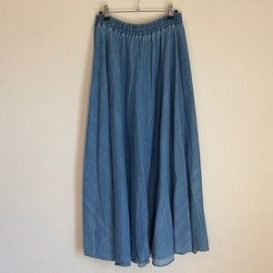 Chic 100% Cotton Blue Maxi Skirt
